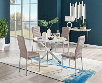 Faux white marble on sale dining table