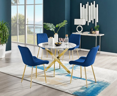 Dining table deals with navy chairs