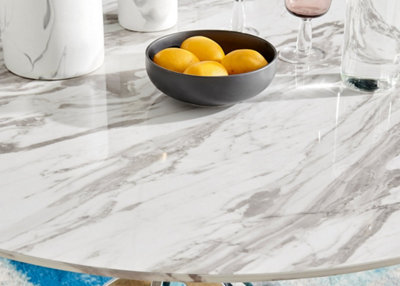 Round faux marble deals table