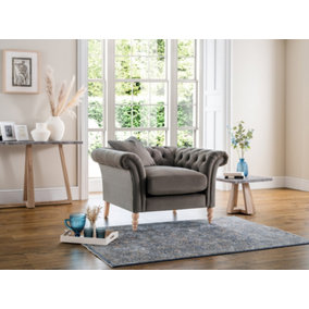 Furniturebox Olivia Grey Modern Chesterfield Armchair In Soft Anti-Crease Velvet