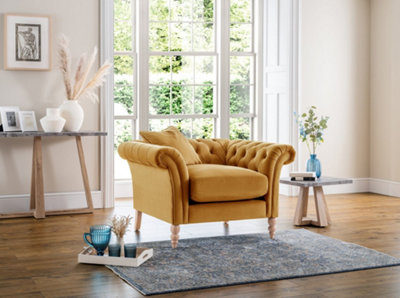 Mustard yellow velvet discount armchair