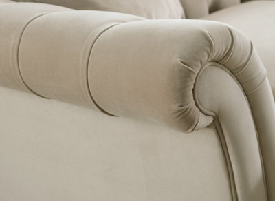 Furniturebox Olivia 'Putty' Cream Beige Modern Chesterfield Armchair In Soft Anti-Crease Velvet