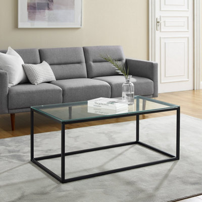 Black metal and glass deals side table