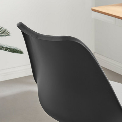 Furniturebox Oslo Black And White Scandi Inspired Office Chair With A Comfortable Faux Leather Seat Cushion
