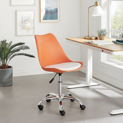 Furniturebox Oslo Orange And White Scandi Inspired Office Chair With A   Furniturebox Oslo Orange And White Scandi Inspired Office Chair With A Comfortable Faux Leather Seat Cushion~5056542689437 01c MP