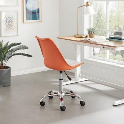 Furniturebox Oslo Orange and White Scandi Inspired Office Chair With A Comfortable Faux Leather Seat Cushion