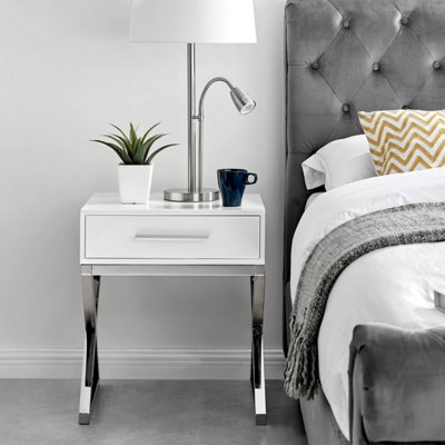Furniturebox Oxford White High Gloss Contemporary Bedside Table