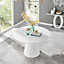 Furniturebox Palma 120cm Round White High Gloss Dining Table with Pedestal Pillar Base for Modern Minimalist Dining Room