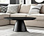 Furniturebox Palma Round Black Coffee Table with Pedestal Pillar Base and Semi-Matte Finish for Modern Minimalist Industrial Look