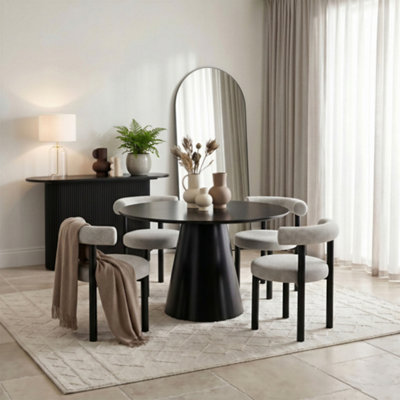 Furniturebox Palma Round Semi Gloss 6 Seater Dining Table and Chairs ...