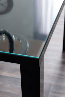 Furniturebox Rectangular Clear Tempered Glass Dining Table Top ...