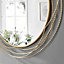 Furniturebox Saskia 90cm Round Gold Art Deco Layed Metal Rope Hallway Bedroom Dining And Living Room Wall Mirror