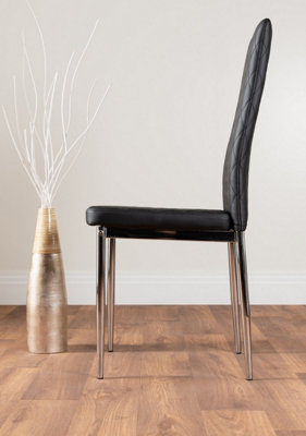 Furniturebox Seattle Scandi Inspired Glass and Black Metal Leg Square Dining Table & 4 Black Calla Velvet Black Leg Chairs