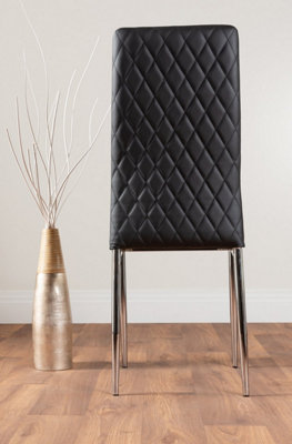 Furniturebox Seattle Scandi Inspired Glass and Black Metal Leg Square Dining Table & 4 Black Calla Velvet Black Leg Chairs