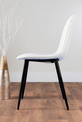 Furniturebox Seattle Scandi Inspired Glass and Black Metal Leg Square Dining Table & 4 Blue Pesaro Velvet Silver Leg Chairs
