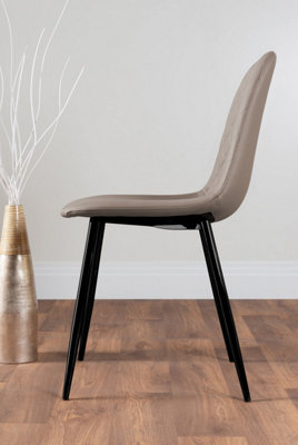 Furniturebox Seattle Scandi Inspired Glass and Black Metal Leg Square Dining Table & 4 Green Pesaro Velvet Black Leg Chairs