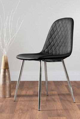 Furniturebox Seattle Scandi Inspired Glass and Black Metal Leg Square Dining Table & 4 Green Pesaro Velvet Silver Leg Chairs