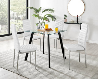 Furniturebox Seattle Scandi Inspired Glass and Black Metal Leg Square