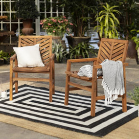 Furniturebox Set of 2 Aruba Stained Acacia Wood Outdoor Patio Chairs