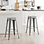 Furniturebox Set of 2 Colton 'Tolix' Style Grey Metal Bar Stools