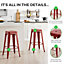 Furniturebox Set of 2 Colton 'Tolix' Style Red Metal Bar Stools