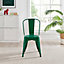 Furniturebox Set of 2 Green Colton Tolix Style Stackable Industrial Metal Dining Chair