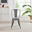 Furniturebox Set of 2 Grey Colton Tolix Style Stackable Industrial Metal Dining Chair