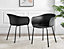 Furniturebox Set of 2 Harper Black Scandinavian Inspired Moulded Plastic Bat Chair Minimalist Dining Chair with Black Metal Legs
