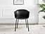 Furniturebox Set of 2 Harper Black Scandinavian Inspired Moulded Plastic Bat Chair Minimalist Dining Chair with Black Metal Legs