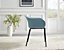 Furniturebox Set of 2 Harper Blue Scandinavian Inspired Moulded Plastic Bat Chair Minimalist Dining Chair with Black Metal Legs