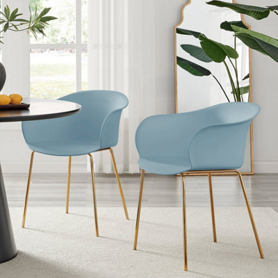 Blue plastic dining chairs discount