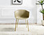 Furniturebox Set of 2 Harper Taupe Scandinavian Inspired Moulded Plastic Bat Chair Minimalist Dining Chair with Gold Metal Legs