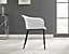Furniturebox Set of 2 Harper White Scandinavian Inspired Moulded Plastic Bat Chair Minimalist Dining Chair with Black Metal Legs