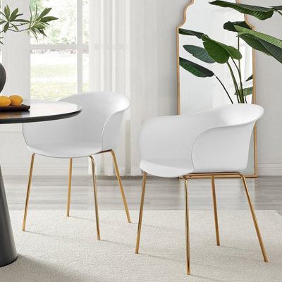 White dining chairs on sale with gold legs