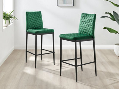 Furniturebox Set of 2 Milan Green Diamond-Stiched Soft Touch Velvet ...