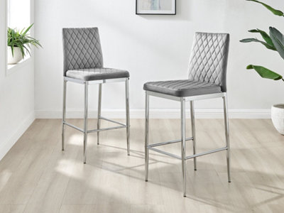 Chrome and store grey bar stools