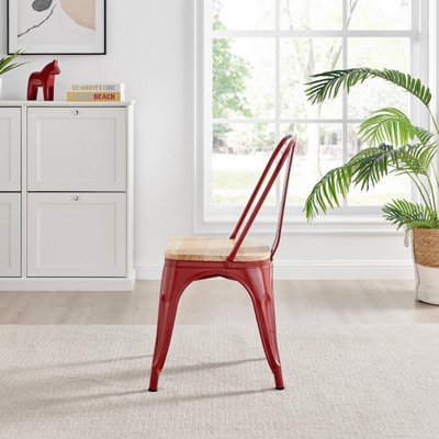 Furniturebox Set of 2 Red Colton Stackable Industrial Metal Dining