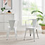 Furniturebox Set of 2 White Colton Tolix Style Stackable Industrial Metal Dining Chair with Arms