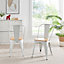 Furniturebox Set of 2 White Colton Tolix Style Stackable Industrial Metal Dining Chair With Pine Seat