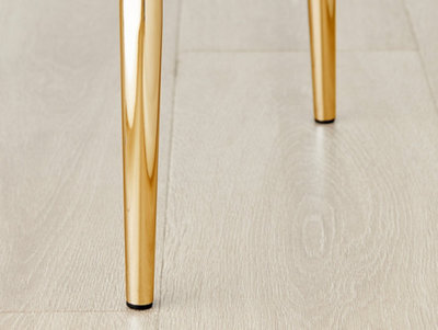 Furniturebox Set of 4 Milan Cream High Back Soft Touch Velvet Diamond Stitched Dining Chairs With Gold Chrome Metal Legs