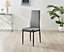 Furniturebox Set of 4 Milan Grey High Back Soft Touch Velvet Diamond Stitched Dining Chairs With Industrial Black  Metal Legs