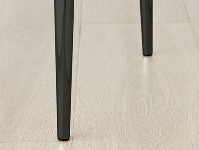 Furniturebox Set of 4 Milan Grey High Back Soft Touch Velvet Diamond Stitched Dining Chairs With Industrial Black  Metal Legs
