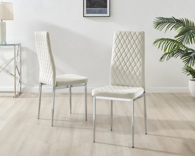 High back best sale cream dining chairs