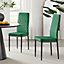 Furniturebox Set of 6 Milan Green High Back Soft Touch Velvet Diamond Stitched Dining Chairs With Industrial Black  Metal Legs