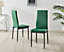 Furniturebox Set of 6 Milan Green High Back Soft Touch Velvet Diamond Stitched Dining Chairs With Industrial Black  Metal Legs