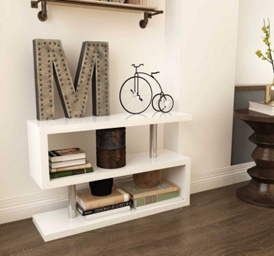 White gloss and chrome store console table