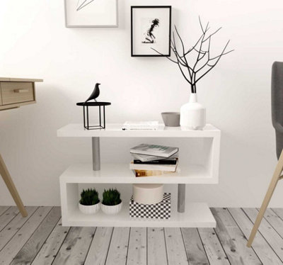 White gloss console table deals with storage