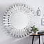 Furniturebox Starburst Large 120cm 3D Silver Round Sunburst Modern Hallway Bedroom Dining And Living Room Mirror