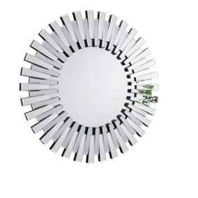 Furniturebox Starburst Small 60cm 3D Silver Round Sunburst Modern Hallway Bedroom Dining And Living Room Mirror