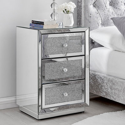 Diamond mirrored store bedside table